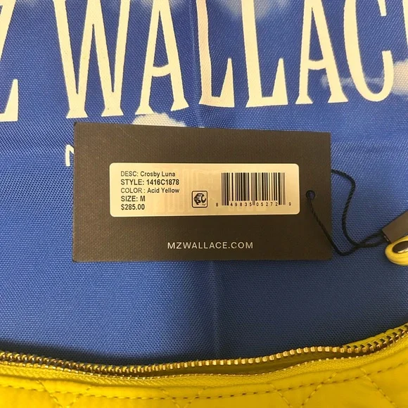NWT - MZ Wallace - Crosby Luna Acid Yellow Crossbody/Shoulder Purse - Picture 8 of 8